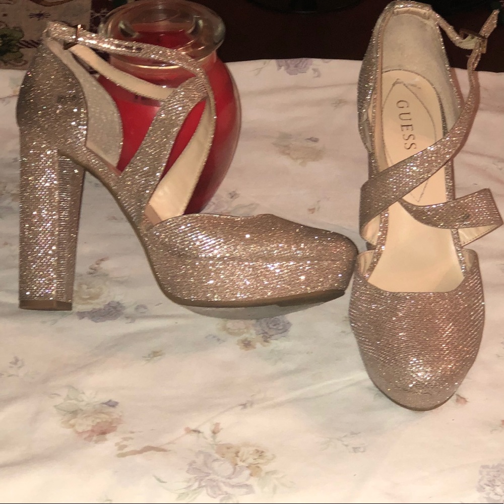 Gold glitter Guess heels
